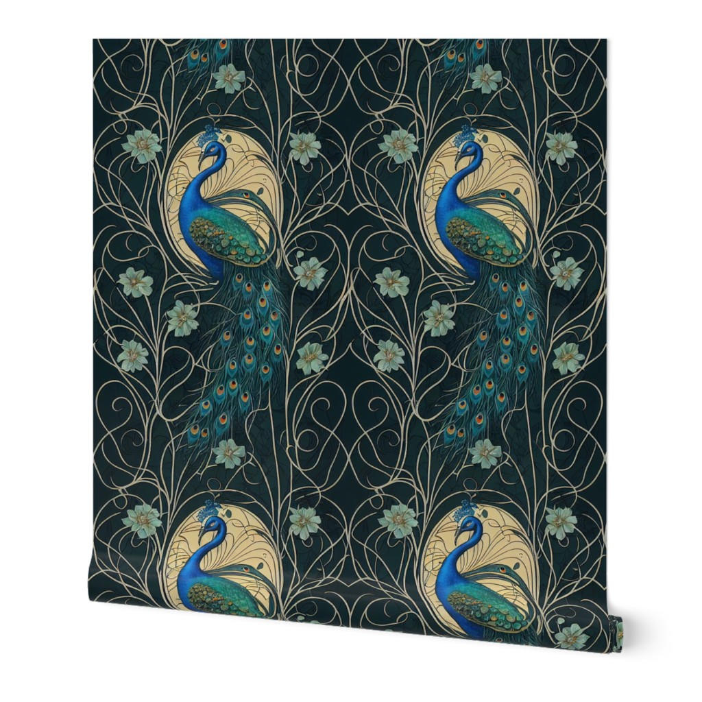 Peacock Art Nouveau Botanical