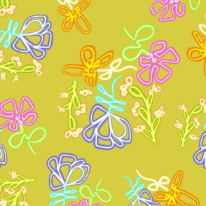 neon floral // large scale // yellow-green