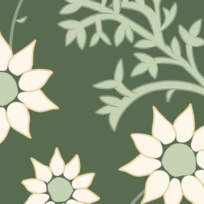 Large Arts and Crafts Australian Native Flannel Flowers with Cactus Green Background