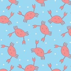 crabs on blue