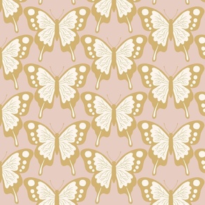 butterflies - blush pink on gold