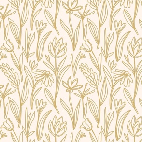 hand drawn sketch floral - gold