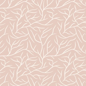 hand drawn flowing vines - cream on blush pink