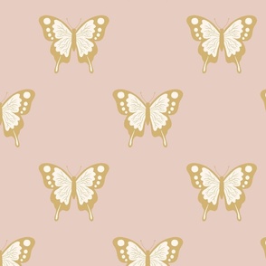 half drop flight of the butterfly - blush pink on gold