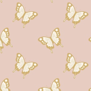 dancing flight of the butterfly - blush pink on gold