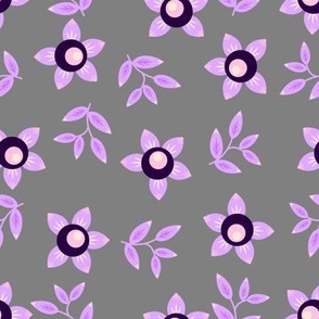 Poisonous Belladonna berries with branches in digital lavender violet on grey Small scale