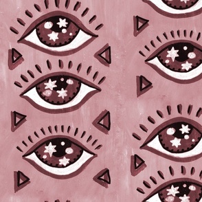 Glossy evil eyes from the Night of Fairytale in terracota mauve pink Large scale