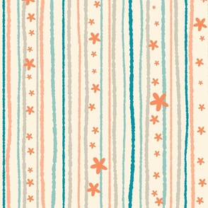 Regular scale // Stripes and Starfish // Ivory Aqua Coral // Cute Dip