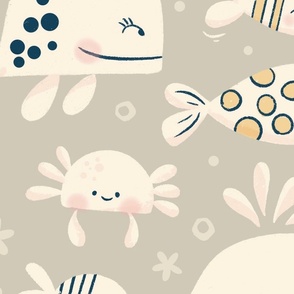 Large scale // Marine Friends // Neutral Ivory Ecru// Cute Dip