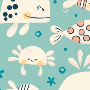 Large Scale // Marine Friends // Aqua, coral // Cute Dip