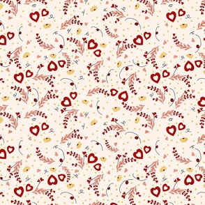 Cheeky Valentine- Heart Flowers- Linen Seashell- Regular Scale