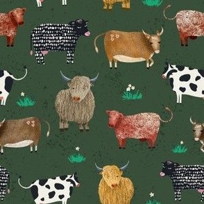 Cute Cows on Green