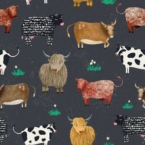 Cute Cows on Grey