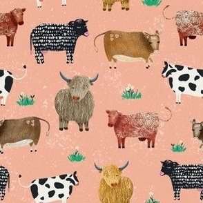 Cute Cows on Peach