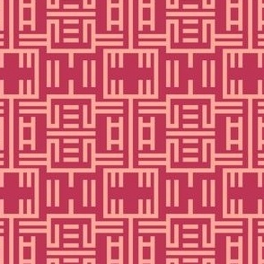 geometric chinoiserie viva magenta and tangerine | small