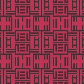 geometric chinoiserie viva magenta and dark brown | small