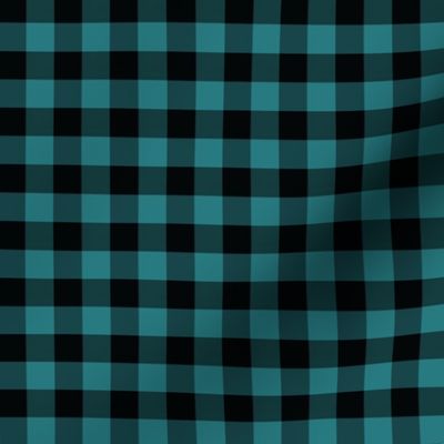 1/2 Inch Teal Buffalo Check | Half Inch Checkered Teal and Black
