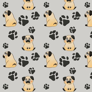 Cartoon Pug Fabric, Wallpaper and Home Decor | Spoonflower