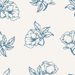 Blue roses on a white background, a larger scale