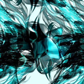 Puff Glass Abstract Effect - Large Scale Blue Teal Dark