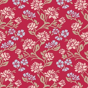 Viva Magenta vintage Victorian floral Wallpaper
