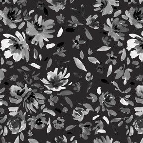 Floral Charcoal Grey