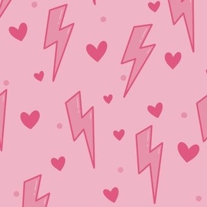 Valentines Day Lightning Bolts and Hearts, Pink