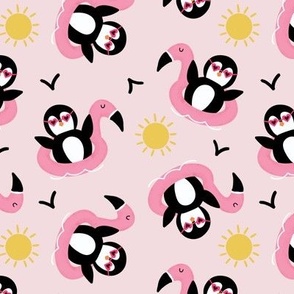 penguin floaties on pink