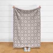 Vintage Trellis - 12" large - taupe and pink