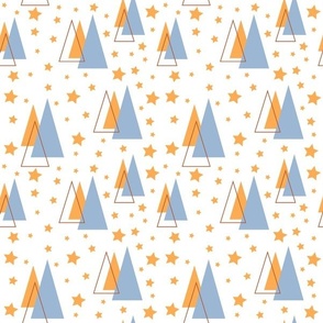 Abstract Spruce and Stars on white bg