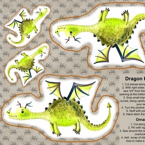 Yellow Dragon Plushie and Ornament Cut and Sew