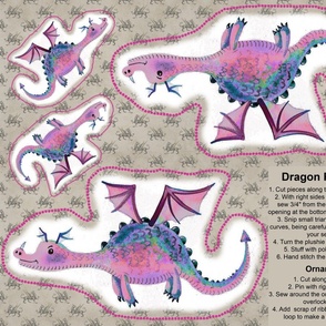 Purple Dragon Plushie and Ornament Cut and Sew