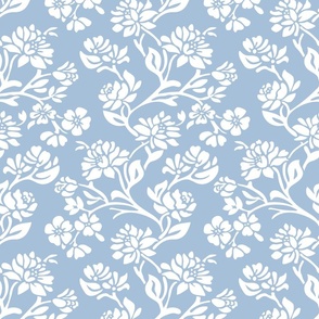 Sky Blue pastel vintage florals dark