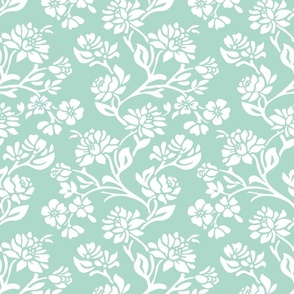 Mint Green pastel vintage florals dark