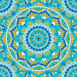 Blue and Yellow Mandala Pattern
