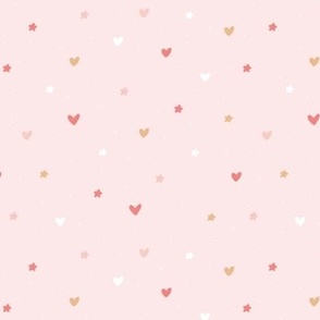 Hearts and Stars on pink - Valentine's Day