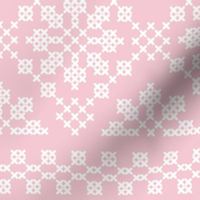 Cross Stitch diamonds rows Cotton Candy pink pastel