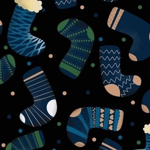 Blue Cozy Christmas Boot Socks