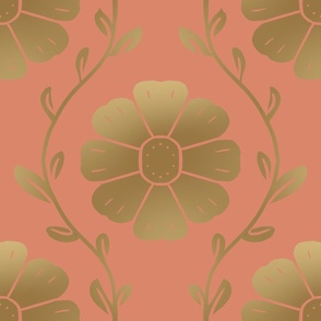 Gilded Art Deco daisies on pink