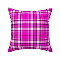 Tartan Plaid in fuchsia with off white and black