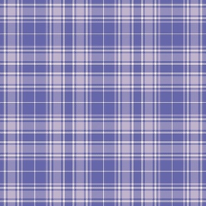 Tartan plaid in very peri purple, with orchid petal purple and cement white