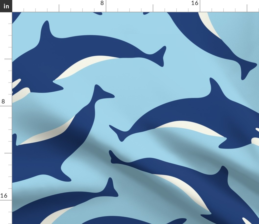 Wild West Coast Orca Whales Ocean Life in Sea Blue - LARGE Scale - UnBlink Studio by Jackie Tahara