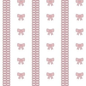 Traditional Bows with Whitehead Link (chain) stripes in earthy pink on a white (unprinted) background