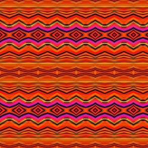 Bright Abstract Tribal in Red and Orange