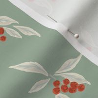 Cherry spread - sea salt green, white and reddish orange // medium scale