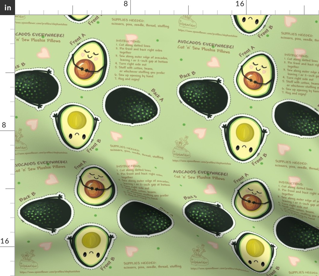 Avocados Everywhere Plushie Pillow Pattern (mini)