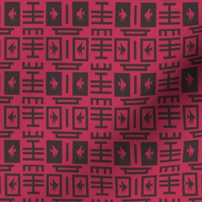 geometric chinoiserie viva magenta and dark brown | small