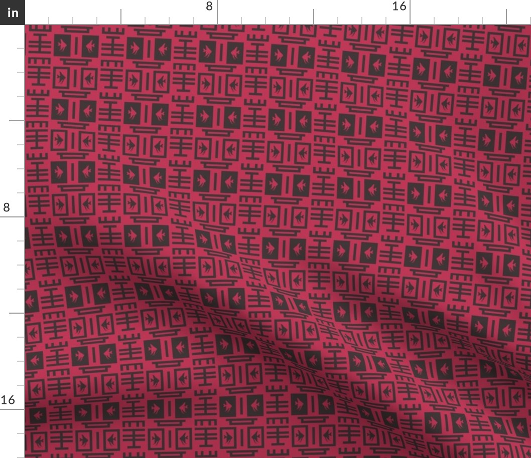 geometric chinoiserie viva magenta and dark brown | small