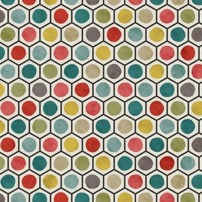 retro color hexagons - complementary (large)