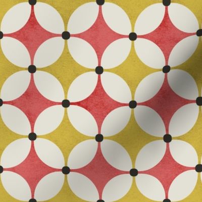 retro geometric in pink and mustard